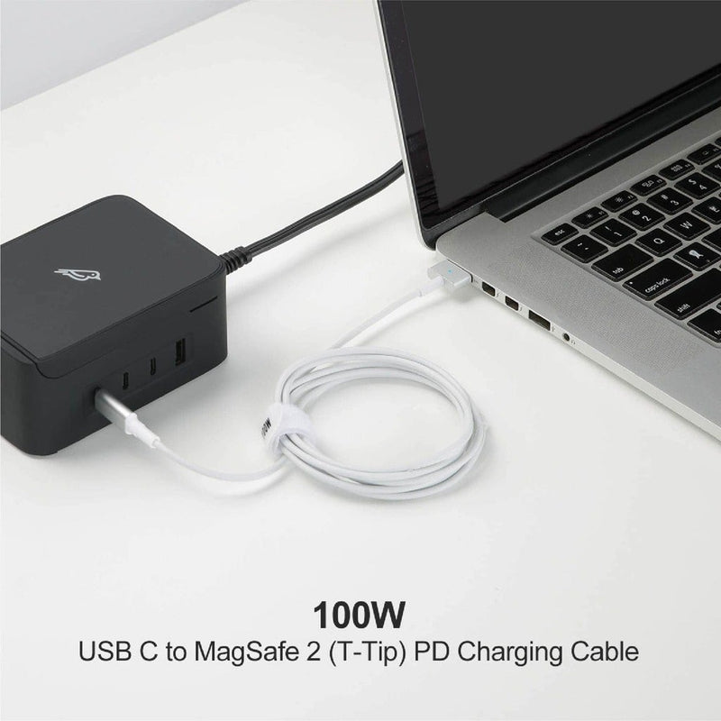 USB C to MagSafe 2 (T-Tip) PD Charging Cable charges up to 100W