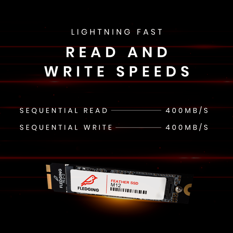 Lightning fast speeds; 400 MB/s Write, 400 MB/s read