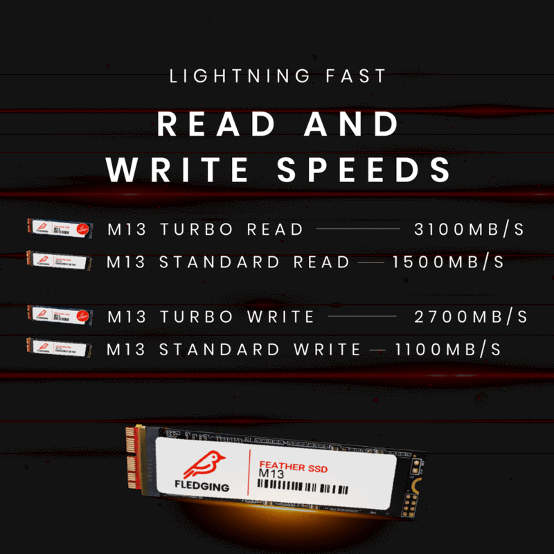 Lightning fast speeds; 2700 MB/s write, 3100 MB/s read